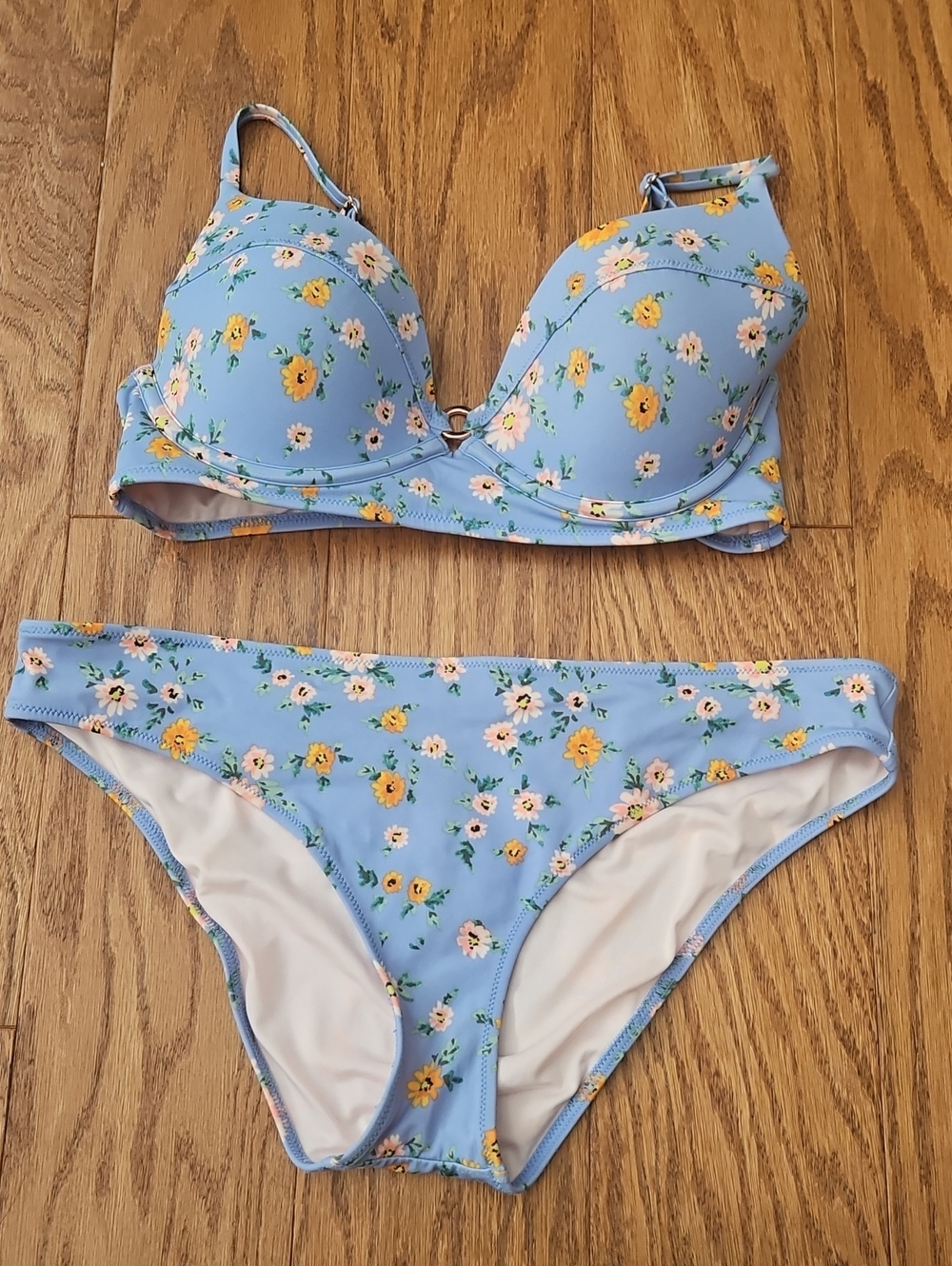 Shade & Shore Floral Light Blue Bikini Set M 34C